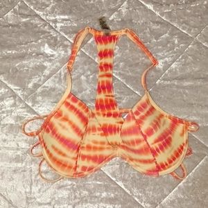 PINK BY VICTORIA'S SECRET PINK/ORANGE TIDE DYE RACERBACK BIKINI TOP